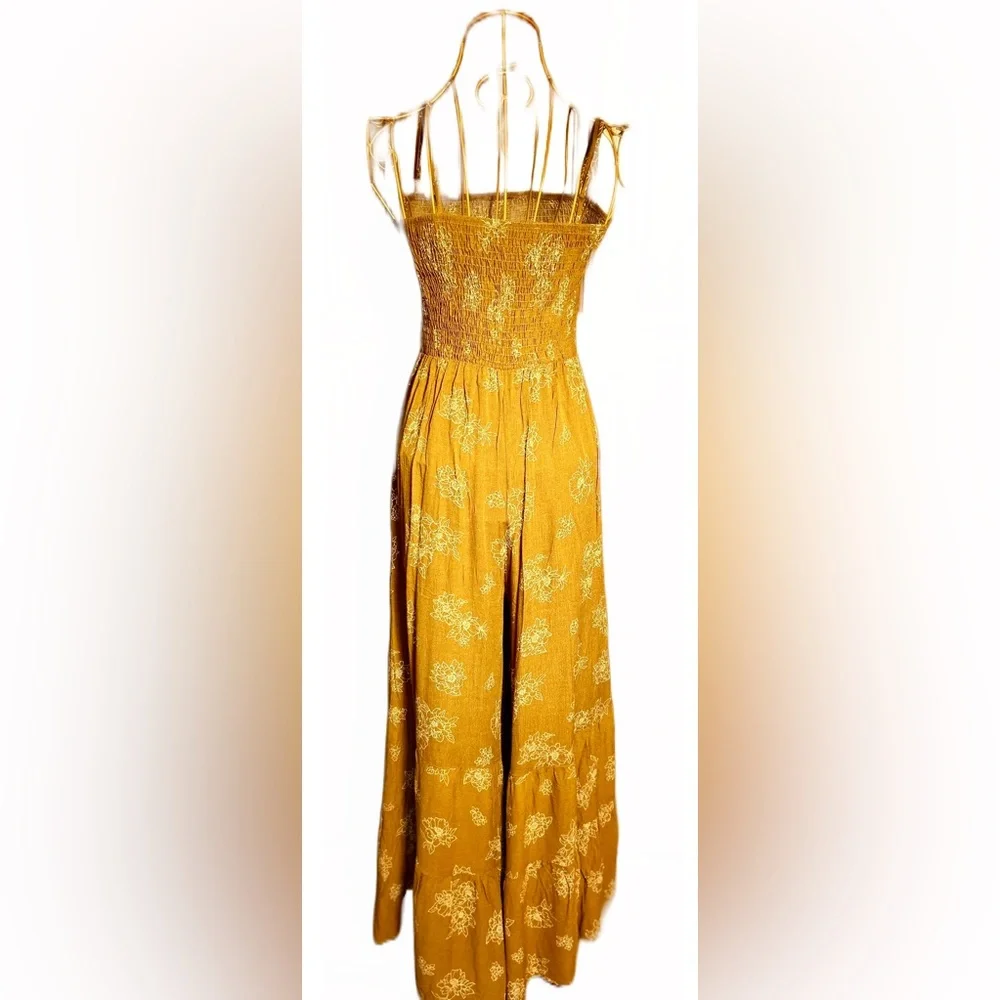 Only 1 Left: NWT Ces Femme Trendy Wide Leg Camel Boho Jumpsuit, 100% Rayon, Med - Picture 9 of 16